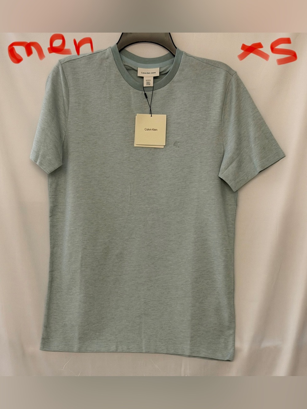Calvin Klein Men's Light Sage Green Crew Neck Tee